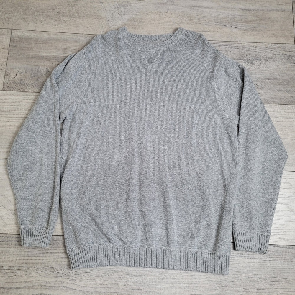 Eddie Bauer 100% Cotton Crewneck Sweater Men's XL Tall Gray Textured Knit - Picture 14 of 14